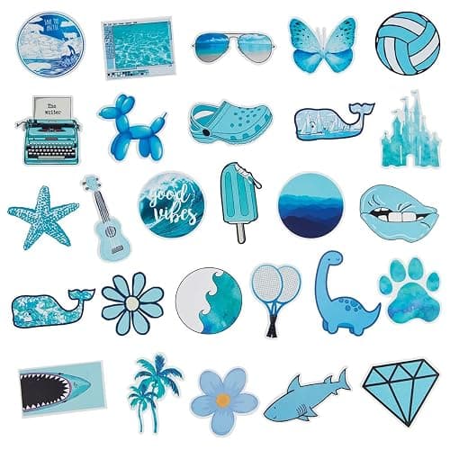 MARSFORCE Cute Vsco Blue Stickers, Gift for Kids Teen Adult, Lovely Waterproof Vinyl Decals for Laptop Water Bottles Skateboard Bike Car Helmet Travel Luggage Guitar Toy Phones DIY Party [53 PCS] thumbnail 4
