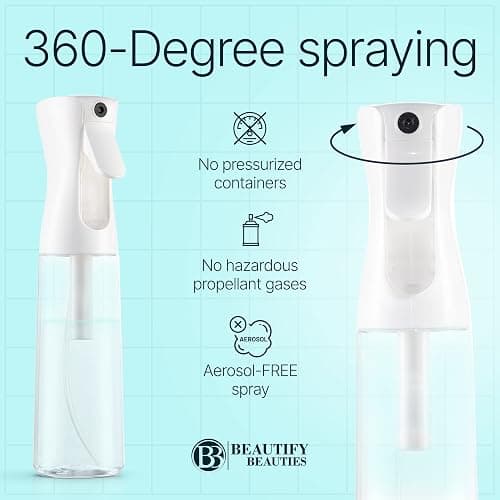 BeautifyBeauties Spray Bottle For Hair – Continuous Mister Spray Bottle for Hairstyling, Cleaning, Plants, Pets, Barbers, Salons, Essential Oil Scents (Clear, 16.9oz/500ml) 11" H x 2.6" L thumbnail 7