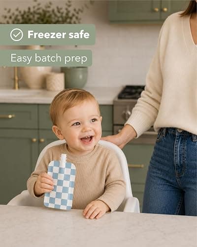 Hippypotamus Reusable Baby Food Pouches for Toddlers - BPA Free Food Grade - Dishwasher & Freezer Safe - Baby Food Containers - Refillable Squeeze Pouch For Applesauce & Yogurt - 12 Pack (Checkered) thumbnail 7