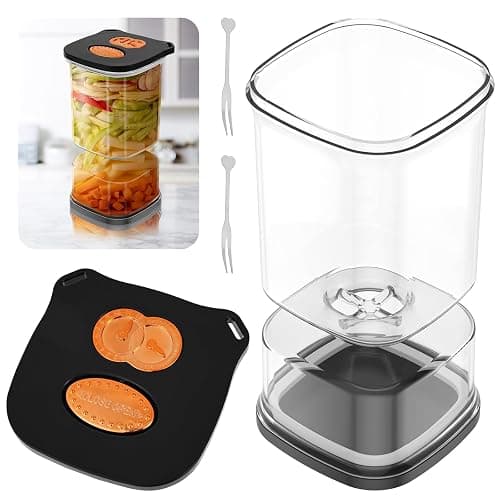 ZJRDYYK Pickle Jar with Strainer, Clear Plastic Pickle Container with Airtight & Leakproof Lid for Dining Table, Refrigerator, Hourglass Pickles Juice Separator Jar for Olives, Gherkins (Black) - Image 1