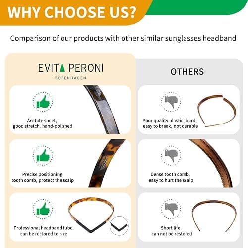 EVITA PERONI Hair Band for Eyewear, No Pressure, Non Slip Fashion Thin Headbands for Women - Tortoise - Hairband for Women's Hair thumbnail 4