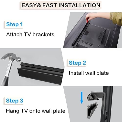 No Drill Drywall TV Mount, No Stud TV Wall Mount for Most Brand 22-55 Inch TVs up to 100 lbs, Easy Install No Stud Studless TVs Wall Mount, Include All Hardware- Level Bubble Meter thumbnail 4
