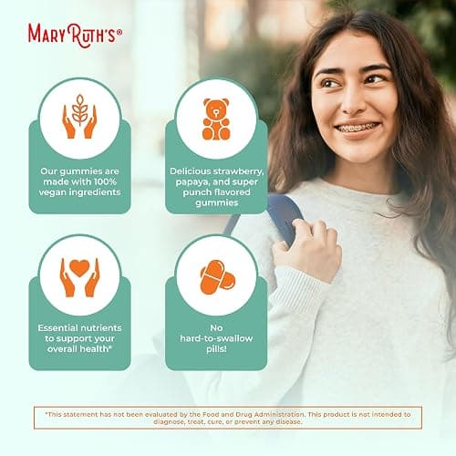 MaryRuth Organics Multivitamin for Teens | Teen Multivitamin Multimineral Gummies with Vitamin B, C, D and E, Biotin, Zinc | Teen Vitamins | Vegan | Sugar Free | Gluten Free | 60 Count thumbnail 6