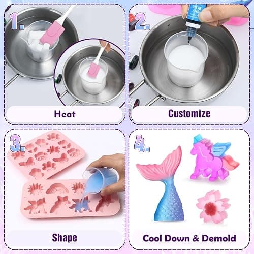 Golray Soap Making Craft Kit for Kids Girl Toys, Make 40 Pcs+ Soap Supplies with Unicorn/Mermaid/Butterfly Model, 2 Essential Oil, DIY Science Art and Craft Kit for Kid Girl Age 5-7 8-12 Year Old Gift thumbnail 3