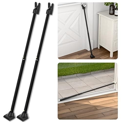 SecurityMan 2-in-1 Door Security Bar & Sliding Patio Door Security Bar (2 Pack) via Interchangeable Caps - Constructed of High Grade Iron - Black - Image 1
