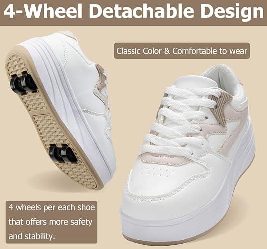 ANEFUN Roller Skate Shoes for Kids Boys Girls Sneakers with Detachable Wheels Sport Shoe thumbnail 2