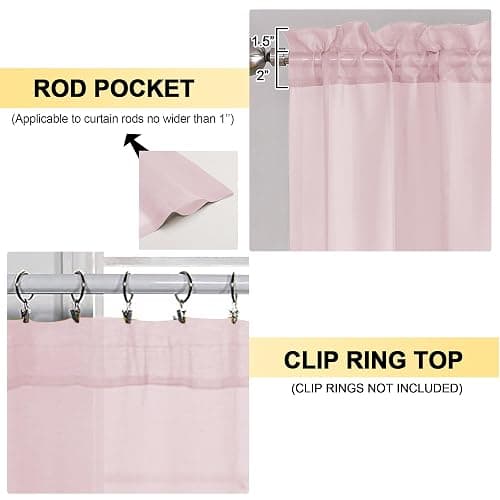 OVZME Blush Pink Sheer Curtains 84 Inches Long 2 Panels - Soft Light Filtering Window Sheer Panels for Living Room/Bedroom, Top Dual Rod Pocket, 1 Pair, Each 42Wx84L Inches thumbnail 3