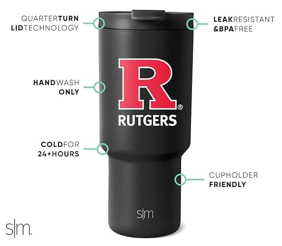 Simple Modern Officially Licensed Collegiate Rutgers Scarlet Knights 30 oz Tumbler with Flip Lid and Straws | Insulated Cup Stainless Steel | Gifts for Men Women | Trek Collection | Rutgers University thumbnail 3