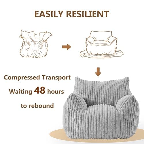 Achicsofar Giant Bean Bag Chairs for Adults Teens, Large Bean Bag Sofa Chairs with Filling Comfy Fuzzy BeanBag Chair with Armrests for Bedroom Living Room Reading thumbnail 7