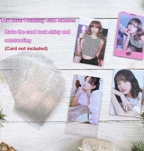 Lora Rossie Kpop Photocard Binder with 6 Stickers Sheet & 50 Shinning Protective Card Sleeves Kpop Photocard Holder Book, A5 Binder Photocard Album 25 Inner Pages with 200 Pockets 6 Ring (Pink) thumbnail 5