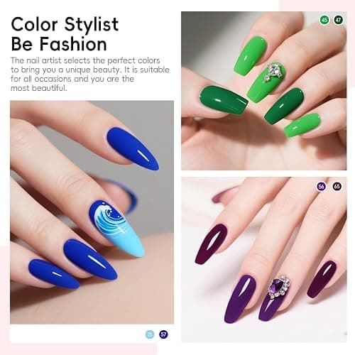 COSCELIA 25PCS Gel Nail Polish Set Spring Summer Colors Gel Nail Polish Soak Off with Glossy Matte Silver Golden Glitter Top Coat Red Brown Black White Green DIY Gifts for Women Girls thumbnail 9