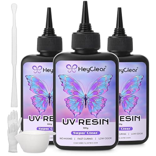 HeyClear 300g UV Resin kit with Casting Tools -Super Clear, Hard, Low Odor, Premixed UV Epoxy Fast Curing for Beginners Jewelry Making, DIY Crafts, Coating and Resina Art - Image 1