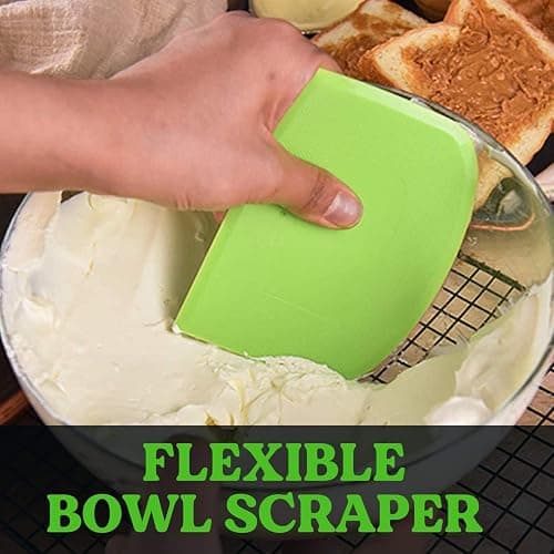 SURDOCA Dough Scraper Bench Scraper - 3P 5.9x4.3" Plastic Flexible Bowl Scraper, Sharp Edge & Angles Cake Scraper. Non-Slip Bakeware Decorating Tools Sculpting & Modeling Tools - Pink+White+Pink thumbnail 6