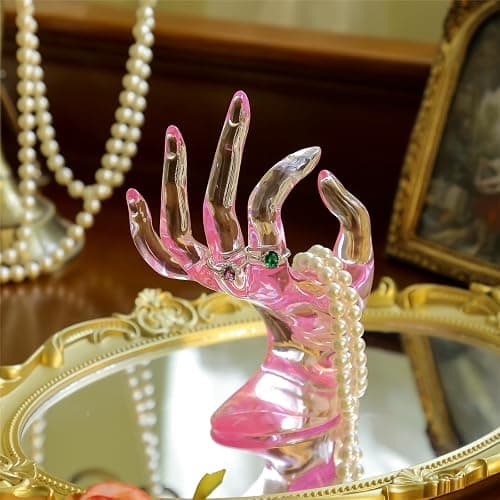 Maxsirui Hand Form Ring Holder Jewelry Display Organization Rack Bracelet Ring Watch Stand Support Aesthetic Y2k Room Decor (Pink) thumbnail 9