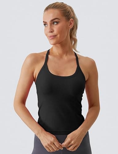 MathCat Workout Tank Tops for Women with Built in Bra, Sleeveless Gym Tops Seamless Racerback Athletic Yoga Shirts thumbnail 4