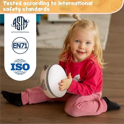 Stoie's Wooden Toddler Musical Instruments with Drum, Hand Bells, Flute, Maracas, Castanet, Tamburine, for Babies and Kids, Eco Friendly Montessori Educational Toy thumbnail 4