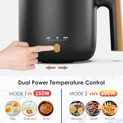 Audecook Hot Pot Electric with Steamer, 1.8L Portable Mini Travel Cooker, Multifunctional Non-Stick Electric Skillet for Stir Fry/Stew/Steam, Perfect for Ramen Noodles/Pasta/Egg/Soup/Oatmeal(Black) thumbnail 4