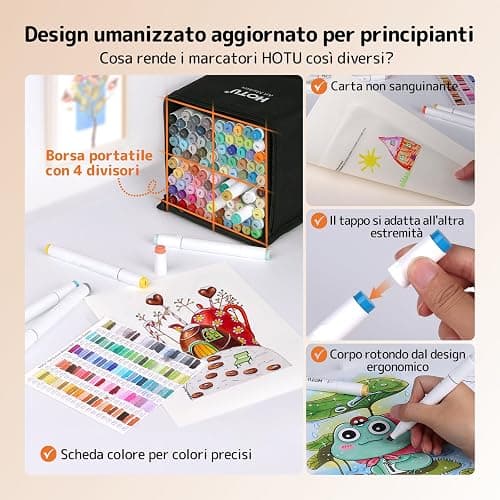 HOTU Pennarelli ad Alcool, [per Principianti] 100 Colori Vivaci e Set di Pennarelli Artistici a Doppia Punta per Colorare e Disegnare per Adulti, con Inchiostro Professionale, Sfumatura Senza Cuciture thumbnail 4
