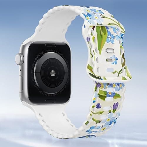 Floral Band Compatible with Apple Watch Band 38mm 40mm 41mm 42mm 44mm 45mm 46mm 49mm Women, Cute Flower Print Pattern Soft Lace Silicone Strap for iWatch Band Series Ultra 10 9 8 7 SE 6 5 4 3 2 1 thumbnail 3