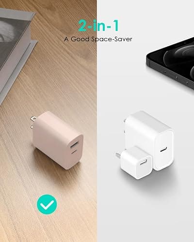 [4 Pack] USB C Charger Block Fast Charging Multiport Adpater [PD 20W USB-C & QC 3.0 USB-A Port] for i Phone 17/16/15/14/13/12/11/X/8, i Pad, Galaxy, Google, Galaxy & More [Pink] thumbnail 4