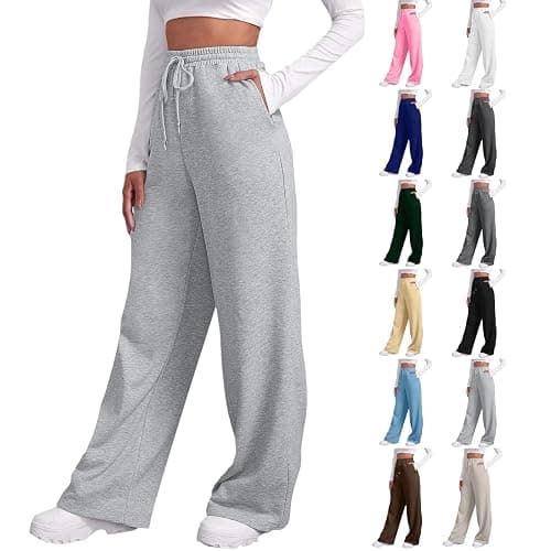 ZGTWHZY Womens Wide Leg Sweatpants Baggy Casual Drawstring High Waisted Lounge Athletic Sweat Track Pants with Pockets - Image 1