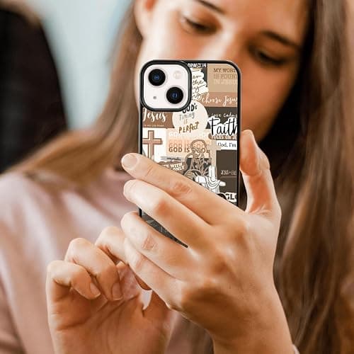 MMYAJT Classic Religious Sayings Christian Phone Case Fit for iPhone 14 — TPU Brown Aesthetic Cross God Jesus Phone Cover Gift for Boy Girl Men Women thumbnail 6