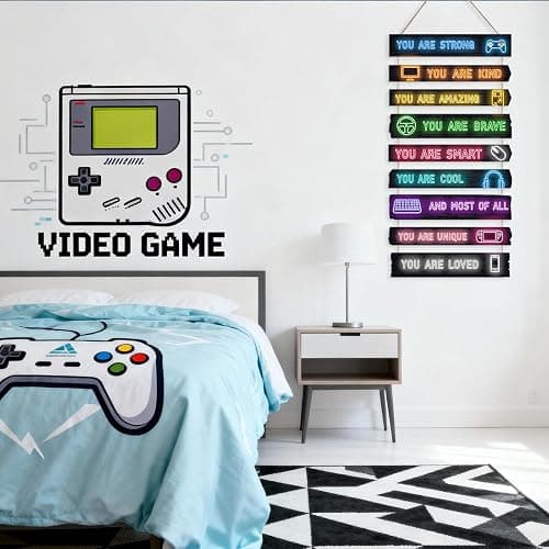 Game Room Decor for Boys, 9-Piece Gaming Wall Art with Inspirational Quotes, Gamer Themed Wooden Signs for Kids Bedroom, Video Game Playroom & Boys Room Wall Decor thumbnail 5
