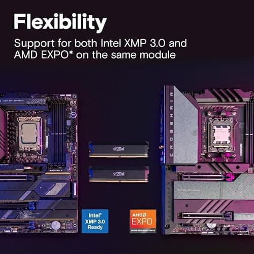 Crucial Pro DDR5 RAM 32GB Kit (2x16GB) 6000MHz CL36, Overclocking Gaming, Intel XMP 3.0 / AMD EXPO, Computer Memory (PC), Black - CP2K16G60C36U5B thumbnail 4