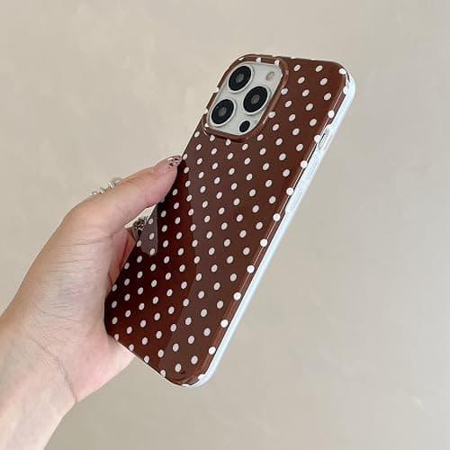 Reezaddin Brown Polka Dot Phone Case for iPhone 15 6.1in,Retro Vintage Cute Aeshtetic Classic Minimalist Chic Pattern Protective Cover for Girls Women thumbnail 9