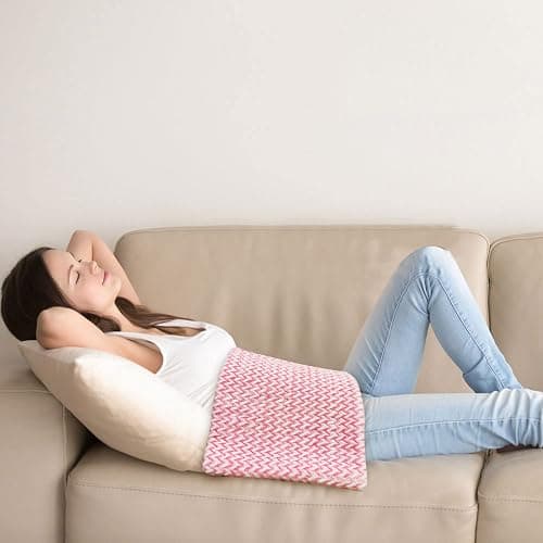 GOQOTOMO Fast-Heating Electric Heating Pad for Back/Waist/Abdomen/Shoulder/Neck Pain and Cramps Relief - 12 Heat Levels, 8 Timers with Countdown, Stay on, Machine Washable-PW01(Pink) thumbnail 6