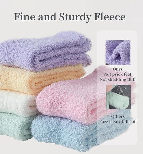 Tofox 6 Pairs Fuzzy Socks For Women Soft Home Slipper Socks Fluffy Sleeping Socks don't Shed Lint thumbnail 2
