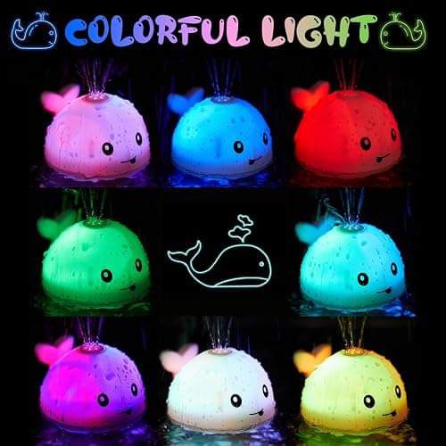 ANGGIKO Baby Bath Toys, Toddler Bath Toys for Kids Ages 1-3, Baby Easter Basket Stuffers, 1 2 3 Year Boy Girl Gifts Baby Toy 6-12-18 Months Light Up Whale Bath Toy Sprinkler Bathtub Pool Water Toy thumbnail 3