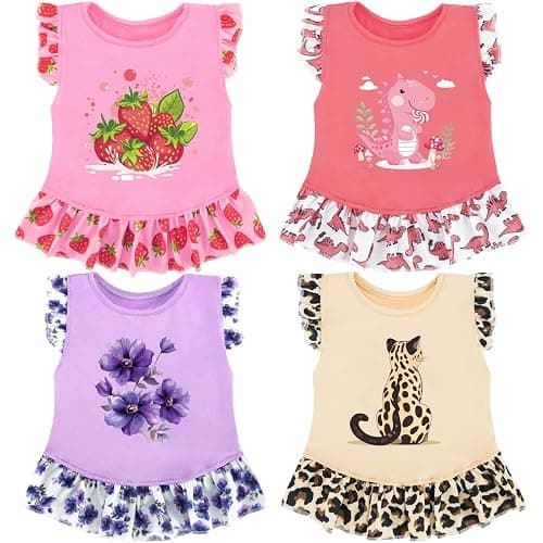 XPUDAC 4 Pack Dog Dresses Cute Printed Puppy Clothes for Small Dogs Girl Chihuahua Doggie Outfits Tank Top Vest Dresses Cat Apparel,Medium(Chest-17.6") - Image 1
