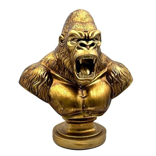 XINDAM Strong Gorilla Figurine Orangutan Animal Statue Decorative Home & Office Figurines Home Office Display Craft Living Room Decor Ornaments for Tabletop Vintage Gold thumbnail 7