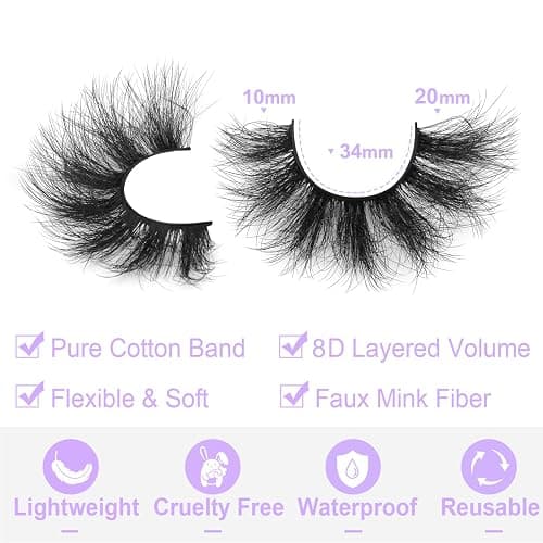 Kiromiro Lashes Volume False Eyelashes Wispy Faux Mink Eyelashes Long Dramatic Lashes 8D Volume Strip Eyelashes Cat Eye Lashes Pack thumbnail 5