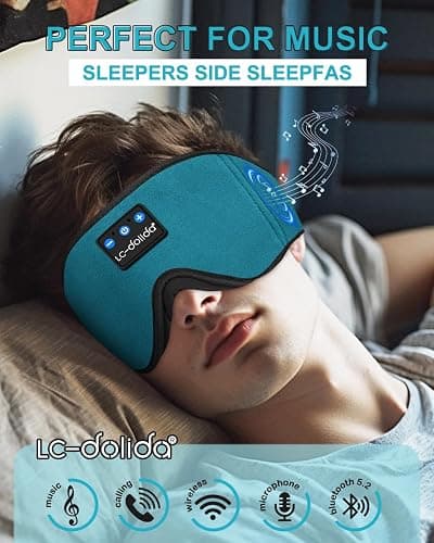 Sleep Mask with Bluetooth Headphones,LC-dolida Sleep Headphones Bluetooth Sleep Mask 3D Sleeping Headphones for Side Sleepers Best Gift and Travel Essential (Blue) thumbnail 2