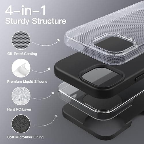 JETech Coque Silicone pour iPhone 14 6,1 Pouces, Protection Complète du Corps au Toucher Soyeux, Étui Housse Anti-Chocs Doublure Douce en Tissu Microfibre (Noir) thumbnail 3