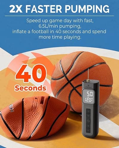 ETENWOLF P200 Electric Ball Pump 2000mAh Sports Air Pump with Digital Pressure Gauge for Basketball Soccer Volleyball thumbnail 7