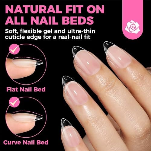 UNA GELLA Short Almond Nail Tips: 504PCS Short Fake Nails Soft Press On Gel Nail Tips Pre Shaped Almond Shape Home Nail Extension Full Cover, 12 Sizes Acrylic Gelly Tips thumbnail 3
