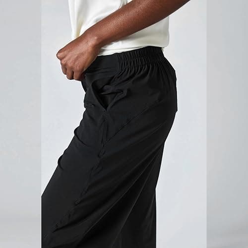 SeeLuNa Women Barrel Travel Pants Elastic Waistband Tapered Leg Baggy Mid Rise Work Trousers Lounge Pant with Pockets thumbnail 5