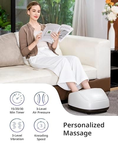 Foot Massager with 2 Level Heat, 3 Level Air Compression & Vibration, Deep Kneading Shiatsu, Remote Control & Timer for Pain Relief, Neuropathy, Plantar Fasciitis, Comfort for Long Stand & Fitness thumbnail 3
