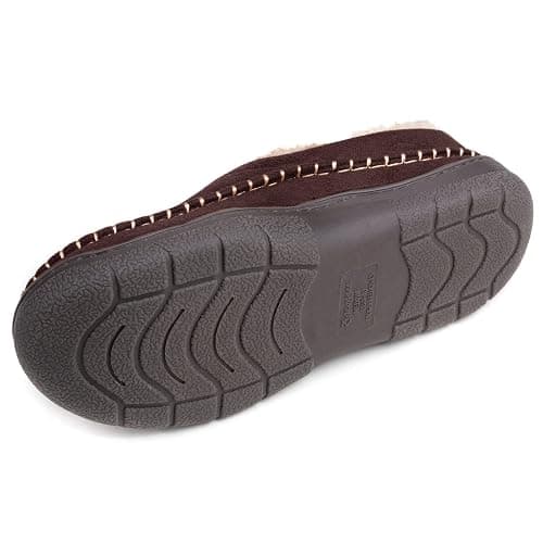Zigzagger Men's Slip On Moccasin Slippers, Indoor/Outdoor Warm Fuzzy Comfy House Shoes, Fluffy Wide Loafer Slippers thumbnail 6