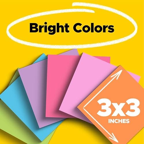 Post-it Super Sticky Notes, 3 x 3 in, Assorted Brights, 15 Pads | School Supplies and Oﬃce Supplies, 2X the Sticking Power thumbnail 2
