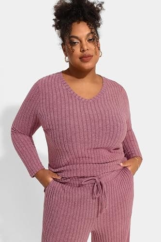 TIYOMI Plus Size Suits For Women 2 Piece Outfits Sweater Top & Wide Leg Pants XL-5XL thumbnail 5