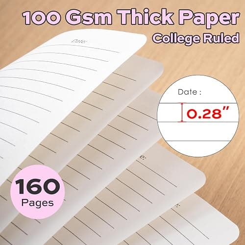 deli Pink Lined Spiral Journal Notebook, 160 Pages, A5 (5.5"x8") Hardcover Writing Notebook, College Ruled Spiral Bound Journal for Women & Men - Perfect for Work, School, Office & Note Taking thumbnail 4