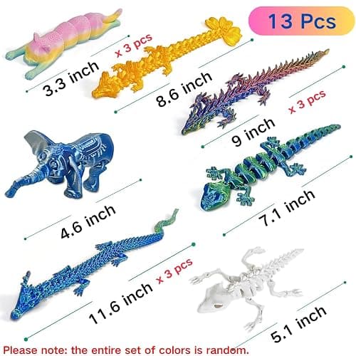AQXYTK 13 Pcs 3D Printed Dragon Set and Articulated Animals, 7 Dragons 3 Cats, Flexible Fidget Toys for Desk Decor Stress Relief, Gifts Adults Kids thumbnail 3