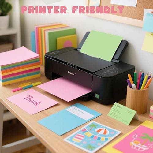 3 otters 200Sheets Construction Paper, Cardstock 8.5" x 11 ", 10 Assorted Colors Card Stock Printer Paper 65 lb/180 GSM, for Printing, DIY Craft, Kids School Supplies, Back to School, Party Decoration thumbnail 5