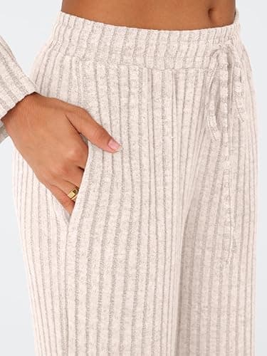 LILLUSORY Womens Lounge Sets 2 Piece Matching Pajamas Fall Outfits 2026 | Comfort stretch fabric, casual sweatsuits, cute loungewear with pockets, travel airport winter clothes thumbnail 5