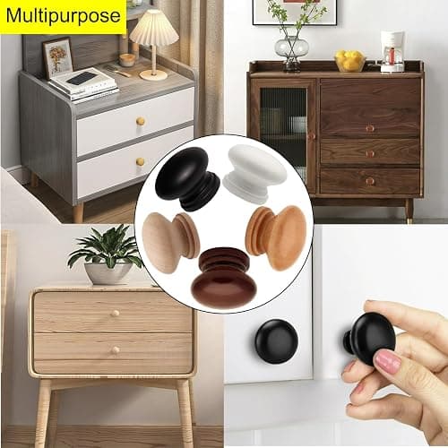 Cangder 20Pcs Wooden Cabinet Knobs Unfinished Wood Knobs for Dresser Mushroom Drawer Knobs Pulls Handles (1.3" Dia., 1" Height, with Screws) thumbnail 6