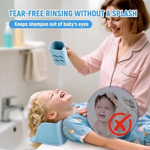 JOY ANAN Baby Bath Rinse Cup with Suctions, 100% Food Grade Silicone, Rinser to Wash Hair and Body with Easy Grip Handle thumbnail 6